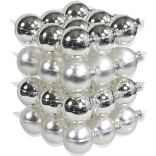 👉 Kerstbal glans zilver active 36x Glazen kerstballen mat/glans 6 cm