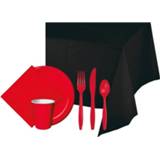 👉 Tafel zwart rood decoratie pakket zwart/rood 8 personen