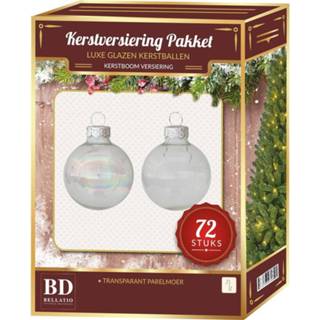 👉 Kerstbal parelmoer active transparant kerstballen pakket 72-delig Christmas Clear Pearl Glass