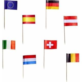 👉 Sateprikkers active 50x feest vlaggetjes prikkertjes van 9 Europese landen