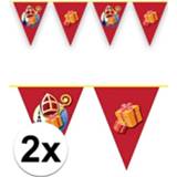 👉 Vlag active rood 2x Sinterklaas decoratie vlaggen slinger 10 meter
