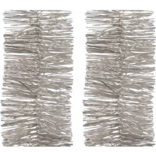 👉 Kerst boom zilver parel active 4x lametta guirlandes licht parel/zilver 270 cm kerstboom versiering/decoratie