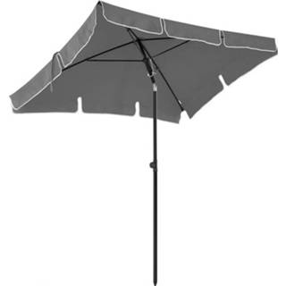 👉 Parasol grijs polyester Rechthoekig 200x125 - Met Kantelmechanisme Incl Hoes Voet Niet Inbegrepen 8718657957944