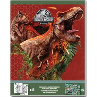 👉 Kleurboek bruin rood papier Jurassic World Sticker- En 25 Cm Bruin/rood 8719817746637