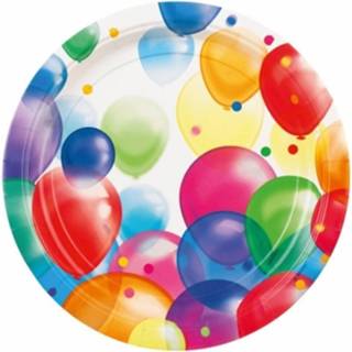 👉 Feestbord karton papier multikleur 16x Stuks Feestbordjes Met Ballonnen Opdruk 23 Cm - Wegwerp Party Verjaardag Bordjes 8719538909076