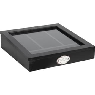 👉 Clayre & Eef Bestekbak 30*30*8 Cm Zwart Hout/ Glas Besteklade Bestekla