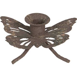 👉 Clayre & Eef Kandelaar 7*5*3 Cm Bruin Ijzer Kaarsenstandaard