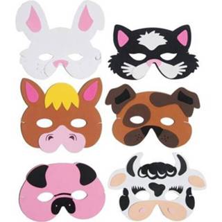 👉 Dierenmasker foam kunststof multikleur 24 Stuks Mix Boerderij Dieren Maskers Van Traktatie - 5026619410547