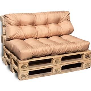 👉 Beige polyester bruin Comfortabele 2-delige Palletkussen-set 120x80 Cm - 6013919860881