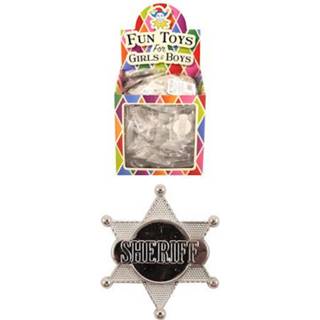 👉 Uitdeelcadeautje kunststof multikleur Uitdeelcadeautjes - Sheriff Badge In Traktatiebox (84 Stuks) 5050203650576