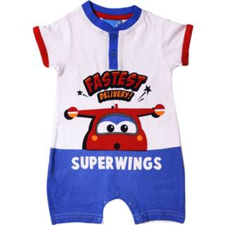 👉 Rompertje blauw rood katoen Super Wings Romper Fastest Delivery Blauw/rood Mnd 8719817845491