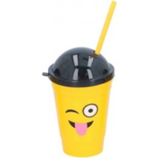 👉 Drinkfles geel kunststof Tom Smiley Tong 15,5 Cm 400 Ml 8719817620081