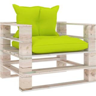 👉 Tuinbank grenenhout Vidaxl Met Heldergroene Kussens Pallet 8720286304495