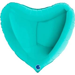 👉 Folie groen multikleur Ballon Hart Tiffany Groen, 90cm 8050195360177