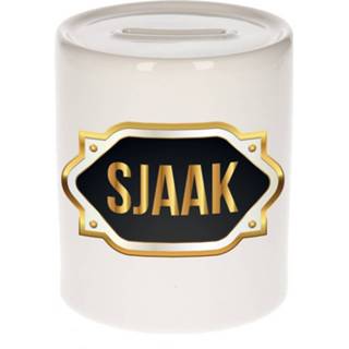 👉 Spaarpot gouden keramiek multikleur Sjaak Naam Cadeau Met Embleem - Kado Verjaardag/ Vaderdag/ Pensioen/ Geslaagd/ Bedankt 8720276925907