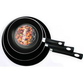 👉 Pannenset aluminium zwart Itapani - Brenda Koekenpanen 20, 24, 28 Cm 100% Gerecycled Anti Aanbaklaag 8003703149511