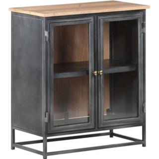 👉 Dressoir grijs staal mannen Vidaxl 60x35x70 Cm Massief Mangohout En 8720286066515