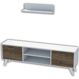 👉 Wit steigerhout multikleur Homemania Tv-meubel Horus 120x30x48,6 Cm En Walnootkleurig 8681285905833