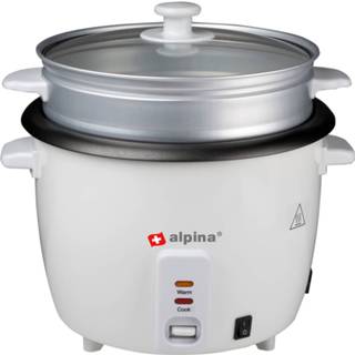 👉 Rijstkoker wit Alpina - 1,8 Liter 700 Watt Met Groentenstoommand Warmhoudfunctie 8711252181127