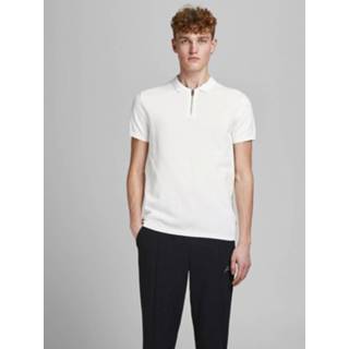 Male l ecru wit Jack & Jones 12187456 bowie knit polo egret off white -
