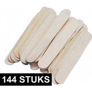 👉 144x Naturel ijsstokjes knutselhoutjes 15 x 2 cm