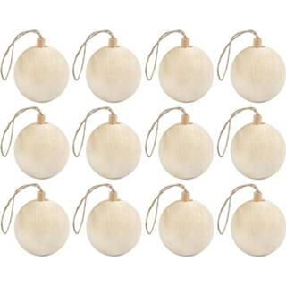 👉 Kerstboom hout 12x decoratie ballen van licht 6,4 cm