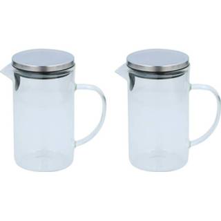 👉 Schenkkan 2x Glazen schenkkannen met deksel 1 liter