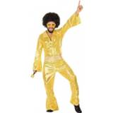 👉 Carnaval disco verkleedkleding gouden pailletten jumpsuit voor heren