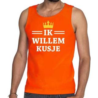👉 Shirt oranje active mannen Ik Willem kusje mouwloos / tanktop heren