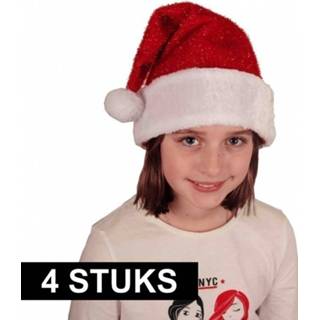 👉 Kerst muts active kinderen 4x Kinder Kerstmutsen met glitter