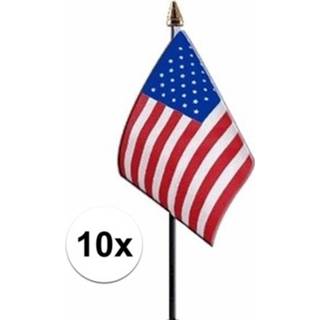 👉 10x Amerika luxe zwaaivlaggetje polyester
