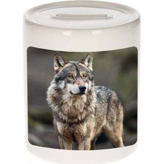 👉 Spaarpot active Foto wolf 9 cm - Cadeau wolven liefhebber