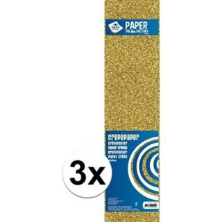👉 Papier 3x Crepe alu glitter goud 150 x 50 cm knutsel materiaal