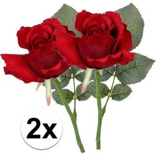 Kunstbloem rode 2x rozen kunstbloemen 30 cm
