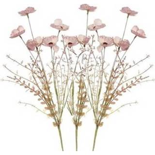 👉 3x Klaproos/papavers kunsttak roze 53 cm