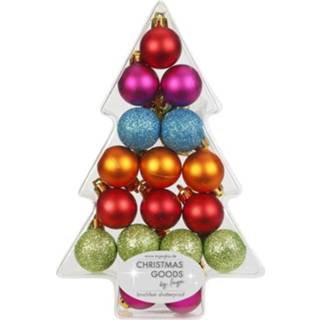 👉 Kerstbal kunststof active 17x gekleurde kleine kerstballen pakket 3 cm