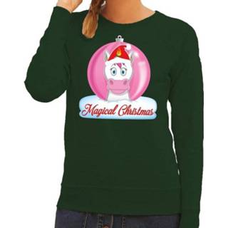 👉 Sweater groen active vrouwen Foute kersttrui / eenhoorn magical christmas voor dames