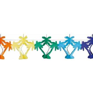 👉 Gekleurde Hawaii palmbomen thema feestslinger 4 meter