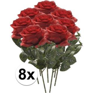 👉 8x rode roos kunstbloem 45 cm
