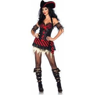 👉 Jurk rood zwart multi synthetisch vrouwen Piraat jurkje voor dames met