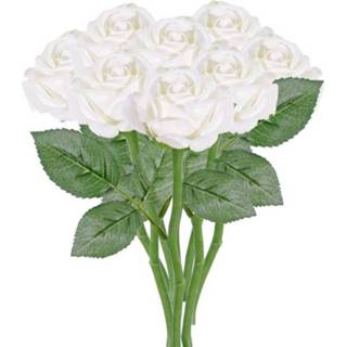 👉 8x Witte rozen/roos kunstbloemen 27 cm