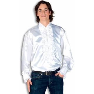 👉 Overhemd mannen active wit polyester met rouches heren