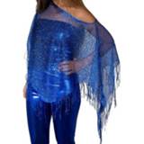 👉 Poncho blauwe blauw polyester vrouwen carnaval poncho/ omslagdoek/ stola dames