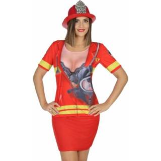 👉 Shirt rood polyester vrouwen Verkleed brandweer voor dames