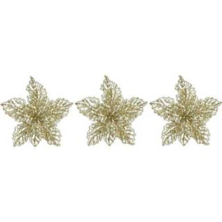 👉 Kerst versiering goud active 3x Kerstversieringen glitter kerstster op clip 23 x 10 cm