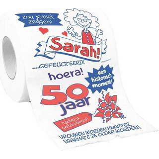 👉 Toiletrol verjaardag Sarah 50 jaar met grappige tekst decoratie/versiering