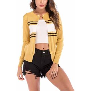 👉 Vest geel m active kleding Mode Effen Kleur Gebreide Trui (Kleur: Maat: M) 6922463940133