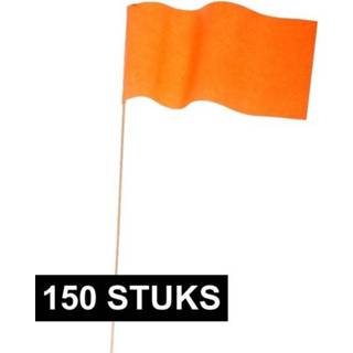 👉 150x Zwaaivlaggetje oranje