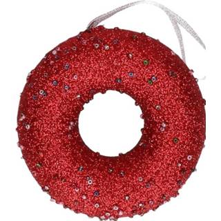 👉 Active rode 1x Kerst donuts kerstornamenten kersthangers 10 cm