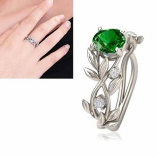 👉 Verlovingsring groen active kleding vrouwen Crystal Vine Leaf Design mode voor dames sieraden, ringmaat: 9 (groen)